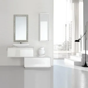 Sichere Zahlung Badmöbel-Set ESPINA Serie MBI weiß Hochglanz Glasabl. weiß