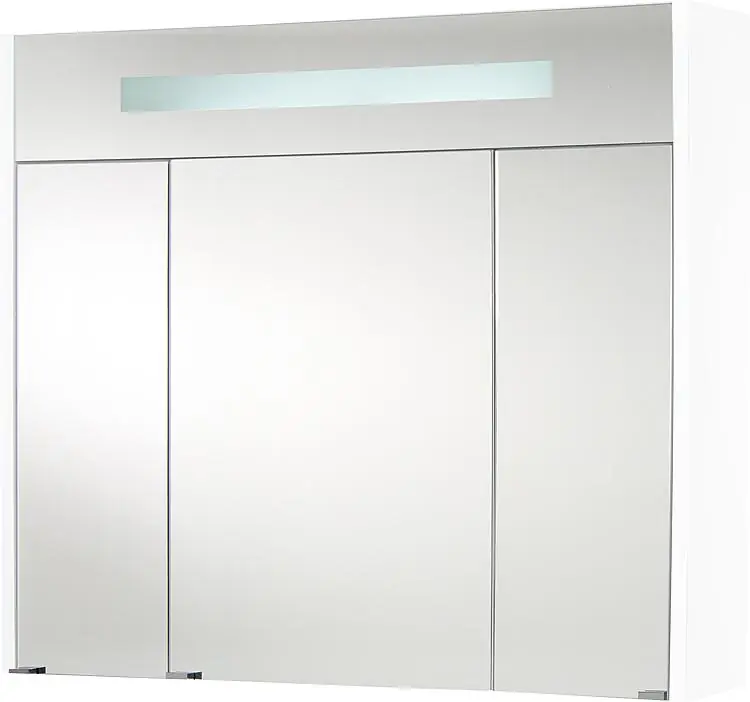 Top-Angebot Spiegelschrank m. bel. Blende weiß Hochglanz 3 Türen 850x750x188mm