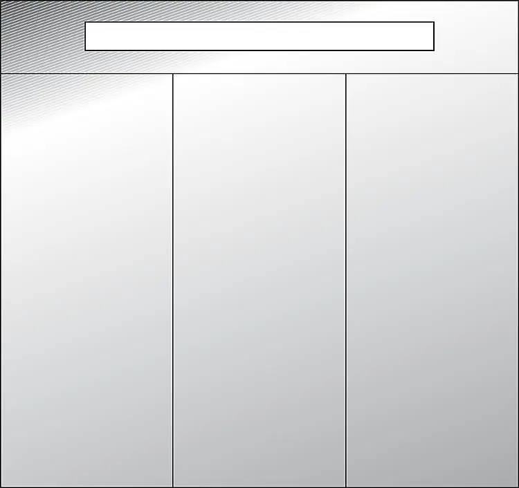 Rabatt Spiegelschrank m. bel. Blende Tranche ecru 3 Türen 850x750x188mm