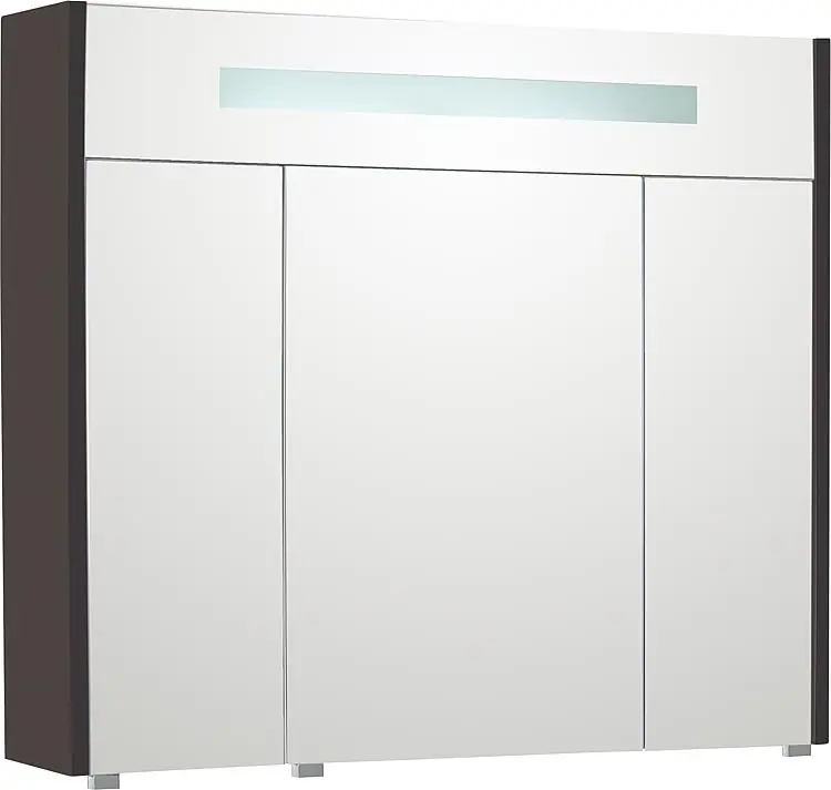 Spiegelschrank m. bel. Blende anthrazitmatt, 3 Türen 850x750x188mm Sichere Zahlung