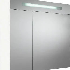 Neue Ware Spiegelschrank m. bel. Blende weiß Hochglanz 2 Türen 900x740x160mm