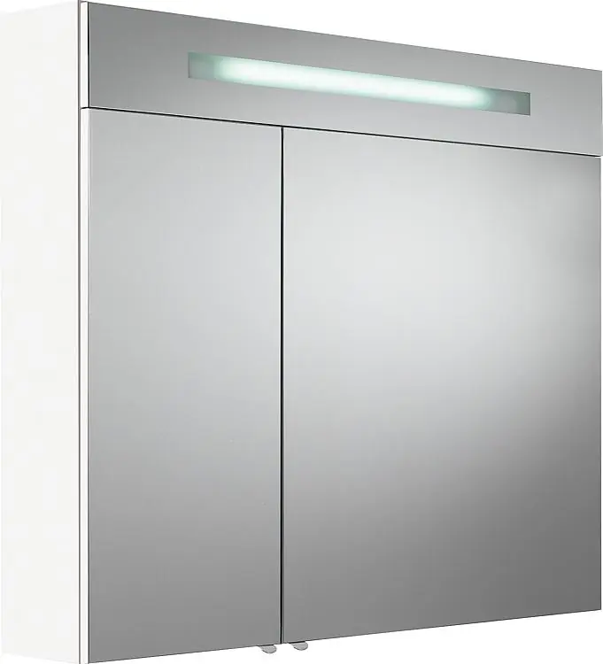 Neue Ware Spiegelschrank m. bel. Blende weiß Hochglanz 2 Türen 900x740x160mm