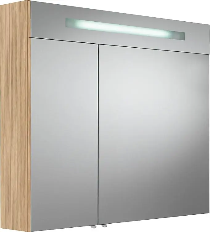 Jetzt Bestellen Spiegelschrank m. bel. Blende Eiche hell 2 Türen 900x740x160mm