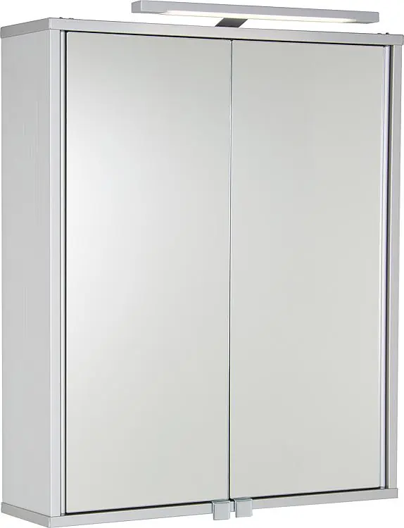 Aluminiumspiegelschrank ELKEA mit LED-Beleuchtung, 2 Türen 600x700x150mm Online Kaufen