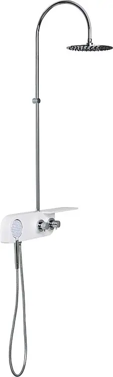 Billig Wand-Brausesystem Erzana aus Cristalplant mit Thermostat, Farbe weiß/chrom