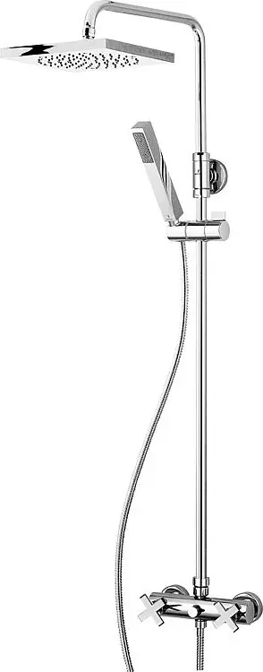 Preiswert Brausesystem Cube + Brausemi. Stabhandbrause + 210x210 mm Kopfbrause
