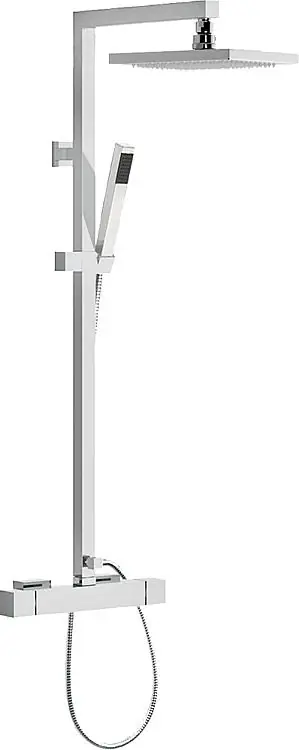 Markenware Brausesystem Skyline + Thermost. Stabhandbrause + 240x140 mm Kopfbrause