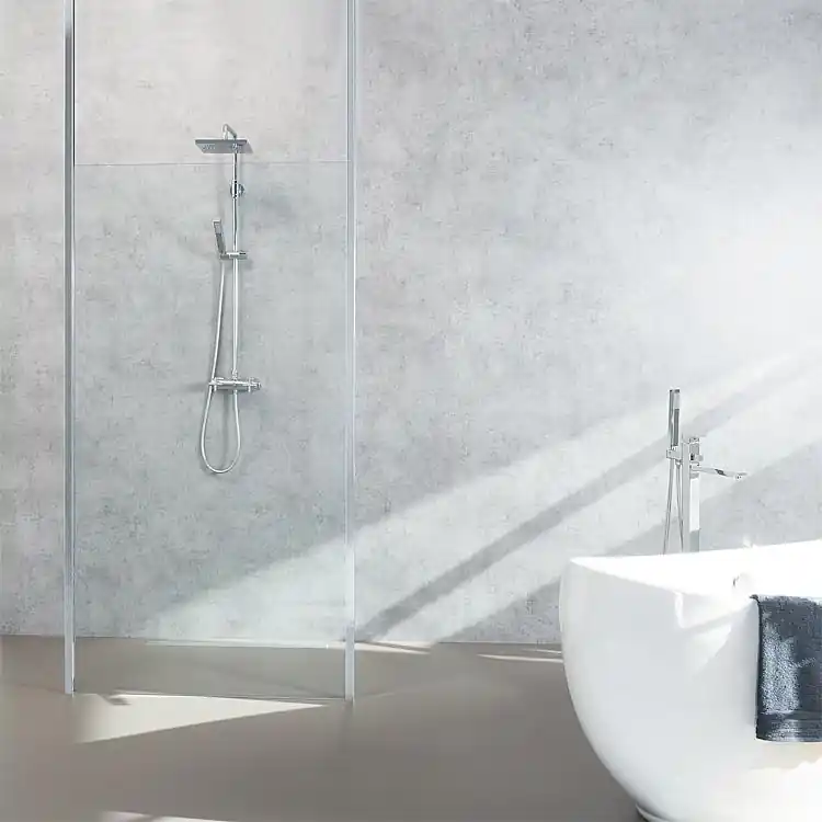 Walk-In Elora Modell 2, Dusch- abtr., Wandpr.+ 2 Stabilisations- pfosten, 880x2000x8mm ESG Markenware