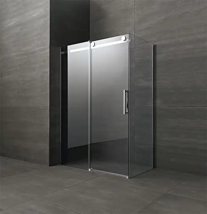Heißes Angebot Eck-Duschkabine Fluida, 8 mm St. 1370-1395x870-895x2000 mm Tür + Fixteil li