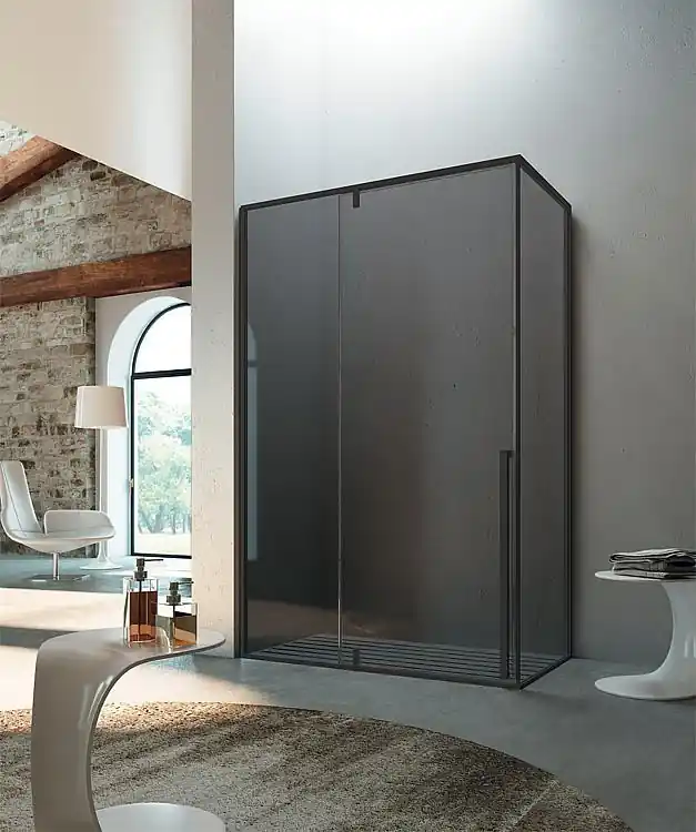 Eck-Duschkabine Kahuri, 8 mm St. 1375-1400x975-1000x2100 mm Tür + Fixteil re Neue Ware