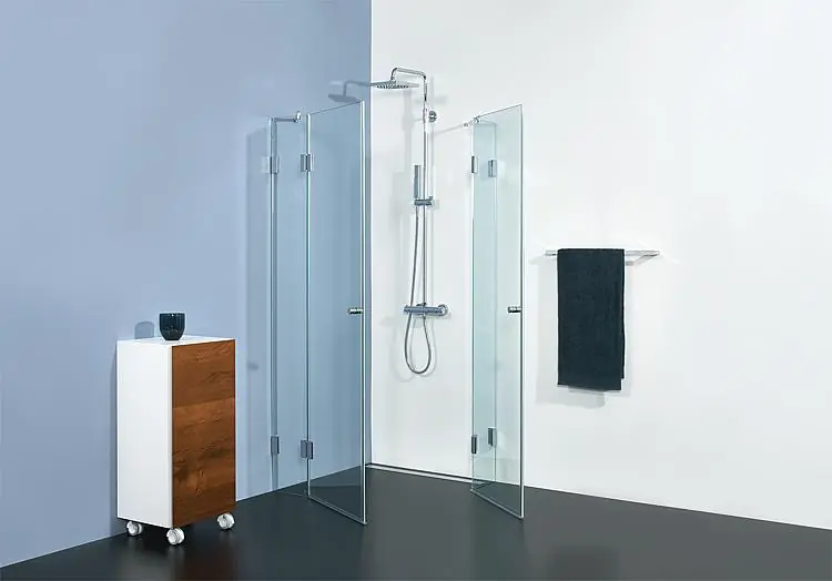 Eckduschkabine Farfalla Modell 7 2 Dreht. + 2 Fixt., verchromt 770x770x2000mm, 8mm ESG Billig