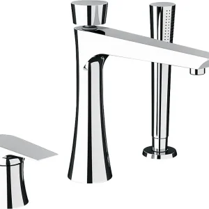3-Loch-Wannenrandmischer Diva verchromt, mit Stabhandbrause Ausladung 190 mm Online Kaufen