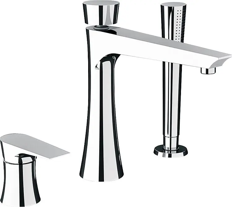 3-Loch-Wannenrandmischer Diva verchromt, mit Stabhandbrause Ausladung 190 mm Online Kaufen