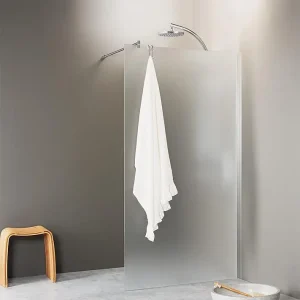 Walk-In Glasdus. mit ETC und Wandprofil+Stabi.-Stange rund, 1580x2000x8mm Satinato Weißglas Abverkauf