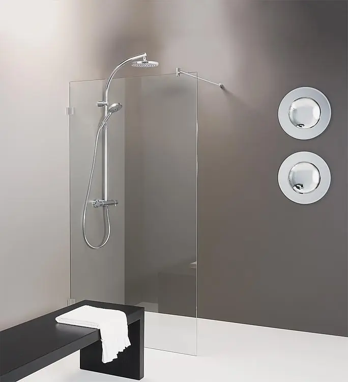 Walk-In Glasd. m. ETC Innenbünd. Wandbeschläge+Stabi.-Stange 780x2000x8mm ESG transpa. Angebot
