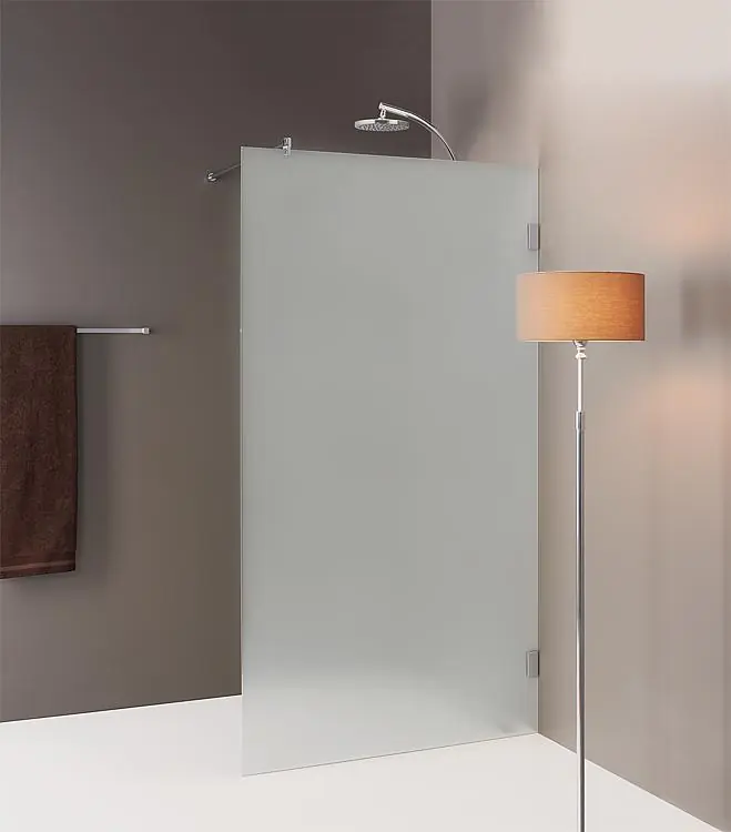 Walk-In Glasdus. m. ETC m. Wand- Winkel+Stabi.-Stange rund 1280x2000x8mm Siebdr. Satiniert Nur Für Kurze Zeit