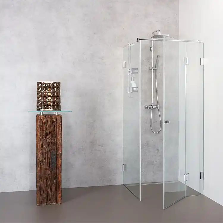 Eck-Duschkabine Farfalla, 8 mm 970x970x2000 mm mit ETC 1Drehtüre+Festt.,Anschlag rechts Direktkauf