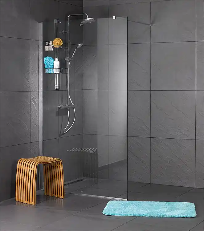 Walk-In Glasduschwand mit Wand- profil+Stabi.-Stange rund, 1580x2000x8mm ESG mit ETC Angebot