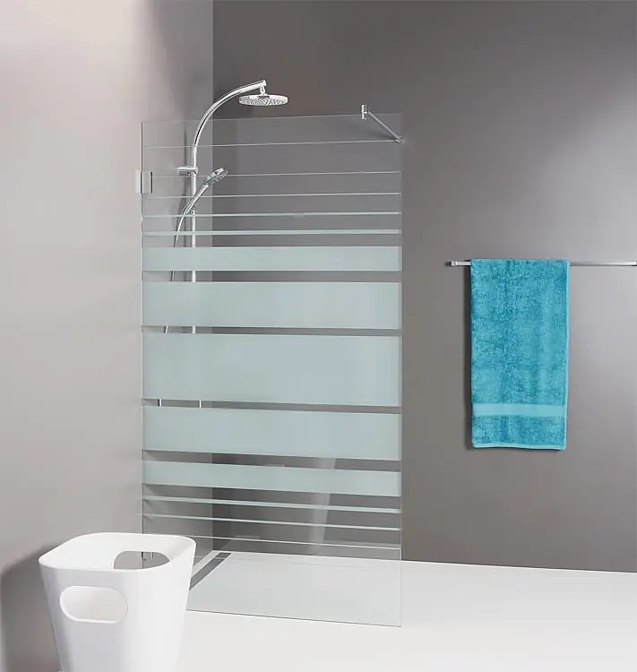 Heißes Angebot Walk-In Glasduschwand,Siebdruck, Beschlägen+Stabi.-Stange, rund, 1480x2000x8mm ESG mit ETC