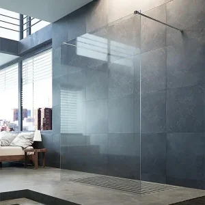 Walk-In Glasduschwand 865x2000x8 mm ESGFloatglas mit ETC, mit 2 Stabilisationsstangen Finale Aktion