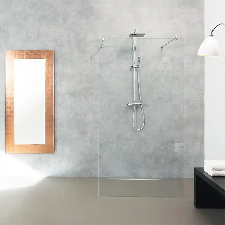 Walk-In Glasduschwand 1265x2000x8 mm ESG Floatglas mit ETC, mit 2 Stabilisationsstangen Heißes Angebot