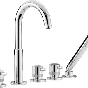 Begrenztes Angebot 5-Loch Wannenrandthermostatmis. Set Kos, mit Stabhandbrause Ausladung 165 mm
