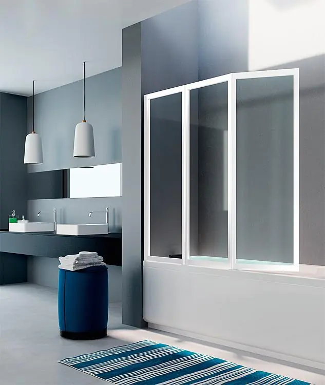 Badewannenaufsatz Starlight 3 mm St, 1330x1400 mm 3tlg. Faltwand Echt