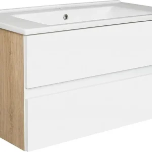WTU+Keramik-WT EGAN weiß matt/Asteiche 2 Auszüge 853x466x455mm Begrenztes Angebot