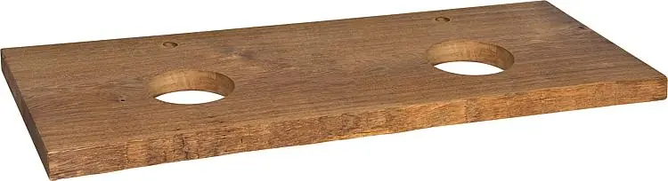 Konsole ELENG Eiche massiv, Waldkante m. 2x Aussparung WT + Hahnloch, 1800x80x510mm Highlight