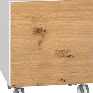Nur Für Kurze Zeit Rollcontainer ELA Korpus weiß smt - Front Eiche Furnier hell 400x400x350mm