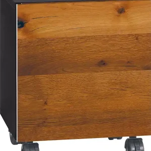 Wochenendangebot Rollcontainer ELA Korpus schwarz smt - Front Eiche Furnier dunkel 400x400x350mm