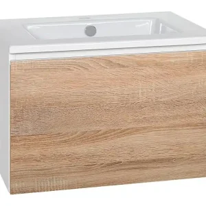 WTU + Keramik-WT Serie ELA Korpus weiß smt - Front Eiche sägerau 610x420x510mm Geprüft