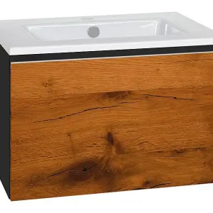 WTU + Keramik-WT Serie ELA Korpus schwarz smt - Front Eiche Furnier dunkel 610x420x510mm Letzte Chance