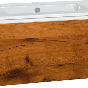 Direktkauf WTU + Keramik-WT Serie ELA Korpus weiß smt - Front Eiche- Furnier dunkel, 910x420x510mm