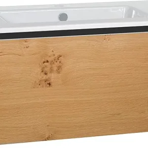 Aktuell WTU + Keramik-WT Serie ELA Korpus schwarz smt - Front Eiche Funier hell, 910x420x510mm
