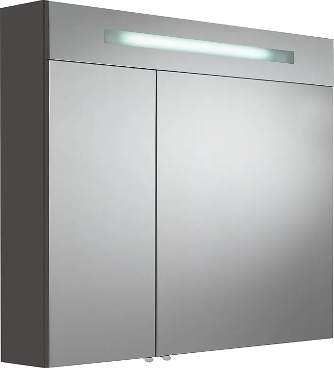 Sonderangebot Spiegelschrank m. bel. Blende anthrazitHochglanz 2 Türen 900x740x160mm