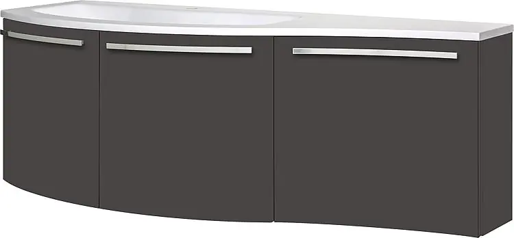 Direktkauf WTU+Mineralguss-WT ENURI anthrazit Hochglanz 3 Türen 1455x512x218/510