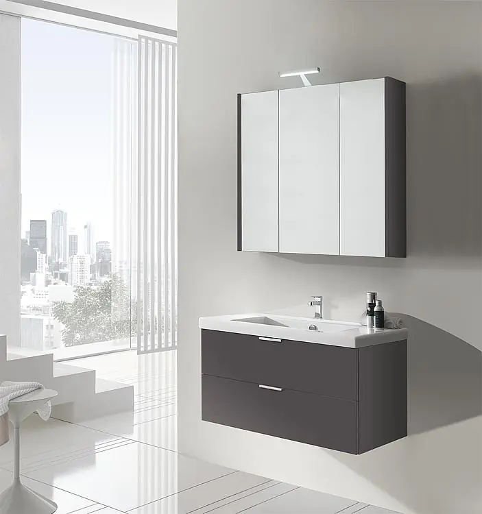 Badmöbel-Set EPIL Serie MBF anthrazit Hochglanz 2 Auszüge Breite 860mm Online Kaufen