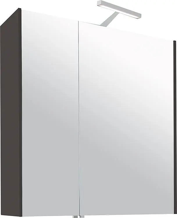 Sale Spiegelschrank mit Beleuchtung anthrazit matt 2 Türen 700x750x188mm