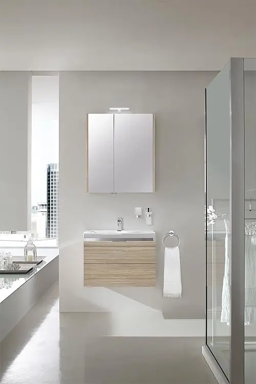 Badmöbel-Set EOLA Lärche hellbraun Breite 700mm 2 Auszüge Top-Seller