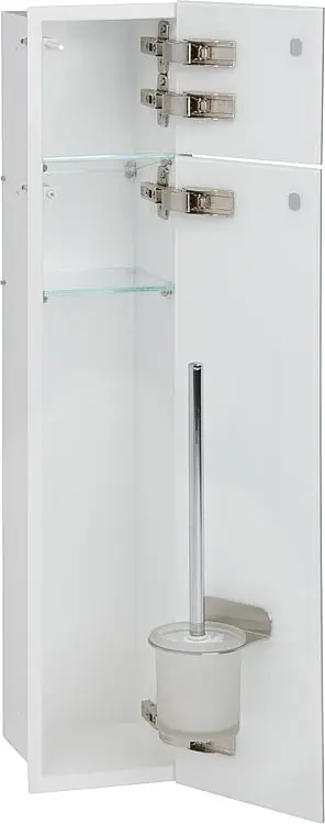 WC-Wandcontainer,innen weiß 2 weißen Glastüren, 1 Leerfach BxH 180x825mm, Anschlag rechts Neu Im Sortiment