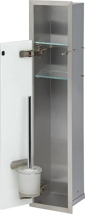 WC-Wandcontainer, 1 weiße Glastür 1 Papierrollenfach, 1 Leerfach BxH 180x825mm, Anschlag links Sale