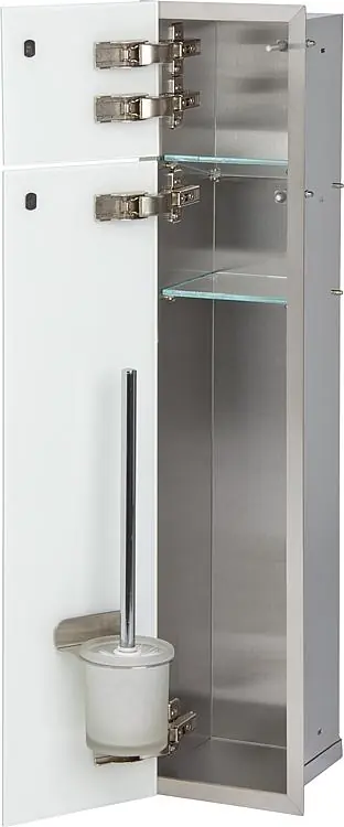 Wochenendangebot WC-Wandcontainer, 2 weiße Glas- türen, 1 Papierrollenfach + 1 fach, BxH 180x825mm, Anschlag links