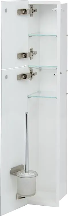 Direkt Vom Hersteller WC-Wandcontainer, innen weiß, 2 schwareGlastüren,2 Leerfächer BxH 180x975mm, Anschlag links