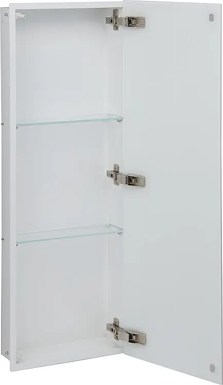 Garantierte Lieferung Wandcontainer, 1 weiße Glastür 3 Fächer, Tiefe 100mm, BxH 323x925mm