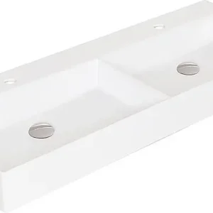 Doppelwaschtisch Elayla mit Hahnloch aus Keramik, weiß 1220x130x450mm Top-Angebot