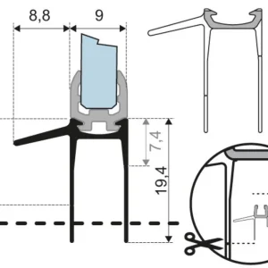 Abtropfdichtung horizontal hoch f. ESG für. Ecken m.Abrisslinie 1000 mm duka Knallerangebot