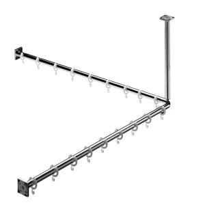Winkelvorhangstangenset derby V3 plus 800x800mm verchr.m.Ringen/Stütze VIGOUR Bestseller