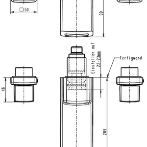 Dreiloch-WT-Wandbatterie akua f.UP-Montage verchromt VIGOUR Expressversand
