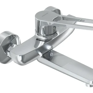 Aktuell Einhand-Wandbatterie derby V3 plus m. Hebel offen Ausl. 180mm verchromt VIGOUR